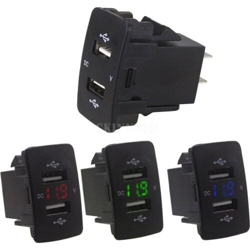 100Pcs/Lot DC 12-24V Dual USB Port Car Charger Cigarette Lighter Socket Power Adapter with LED Digital Voltmeter For Honda