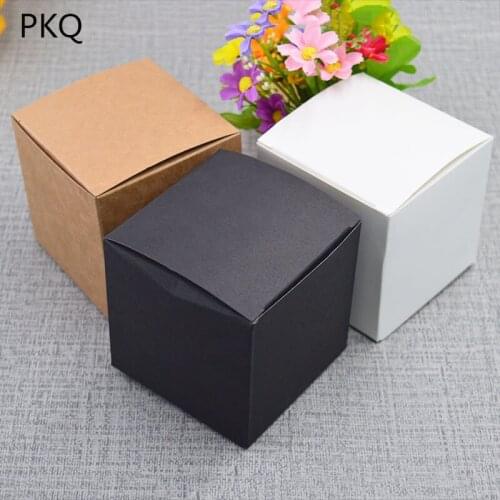 20pcs 10*10*10cm Black Carton Kraft Paper Box,wedding small white cardboard paper box,DIY Craft Gift Soap Packaging square boxes