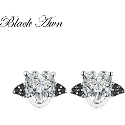 2021 New 925 Sterling Silver Fine Heart Style Jewelry Trendy Engagement Earrings for Women Female Wedding Earrings Bijoux T187