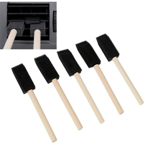 5Pcs/set Car Grille Cleaner Soft Sponge Wood Handle Car Air Conditioner Vent Brush Blinds Duster Brush Auto Detailing
