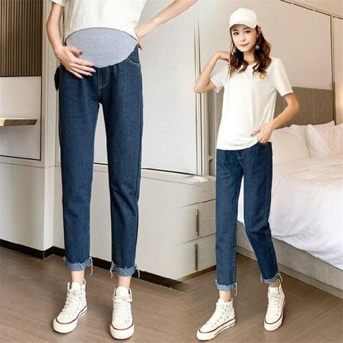 809# Maternity pants Spring Autumn Maternity Jeans Harem Pants Support Abdomen Elastic Waist Maternity Trousers