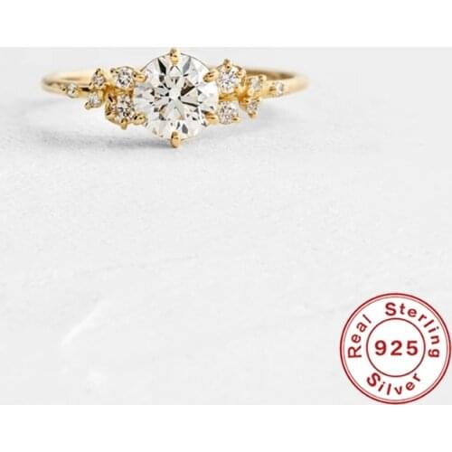 Aide Real 925 Sterling Silver Rings Snowflake Flower Zircon Geometric Ring for Women Girls Birthday Jewelry Gift Accessories