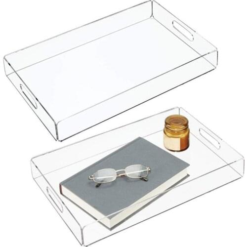 Acrylic Tray Tea And Coffee Table Tray Breakfast Tray Clear Acrylic Serving Tray With Handles Home Kitchen Storage with Handle