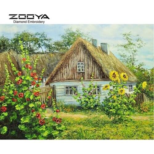 DIY Diamond Painting Cross Stitch Garden Cottage Rhinestones Crystal Needlework Diamond Embroidery Full Diamond Decorative BJ496