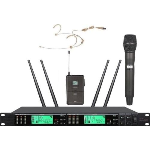 Bolymic UHF Wireless System UR4D 200 Channel Beige Headset Microphone For Shure uhf System