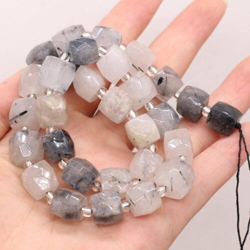 Natural Stone Black Rutilated Quartz Beaded Stylish Rectangular Beads for Jewelry Making Charm DIY Bracelet Accessories 10-11mm