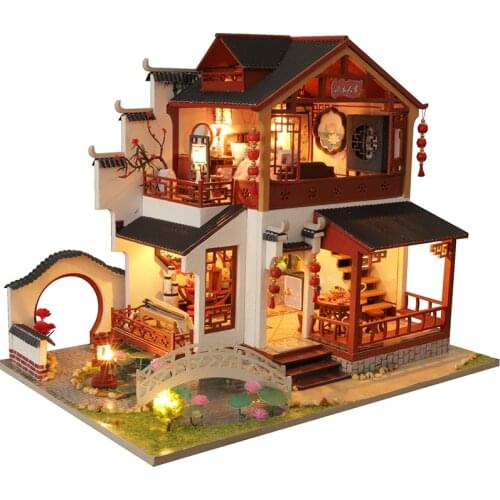 Kids Toys Diy Dollhouse Assemble Wooden Miniatures Doll House Furniture Miniature Dollhouse Puzzle Educational Toys For Children