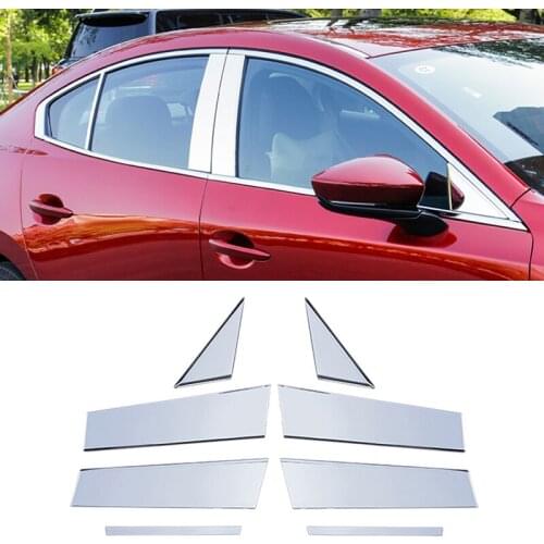 For Mazda 3 BP Axela 2019 2020 Stainless Steel Car Window Pillar Post Cover Strip Trim Sticker Garnish Molding Accessories