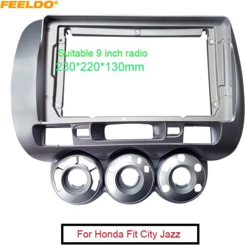 FEELDO Car Stereo Audio Fascia Frame Adapter For Honda Fit City Jazz 2006 (LHD) 9" 2Din DVD Panel Bezel Frame Kit