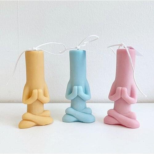 3d Prayer Candle Mould Wish Blessing Candle Mould Creative Yoga Seating Humanoid Fragrance Candle Plaster Silicone Mold