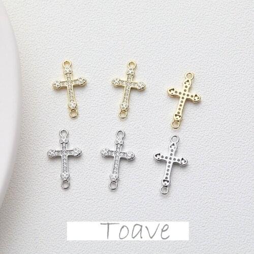 Electroplating real gold color-preserving cross inlaid zircon double hanging diy hand-made material accessories