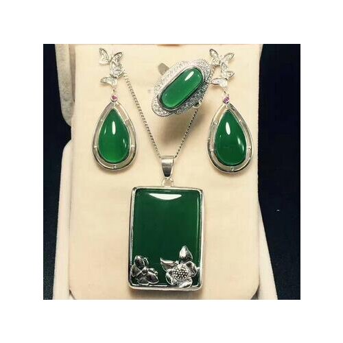 925 Silver Necklace Necklace Set Pendant Earring Ring drop drop pendant jewelry three piece set