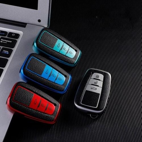 Leather TPU Car Key Cover for toyota Case Covers Protection For Toyota Prius Camry Corolla C-HR CHR RAV4 Prado 2018 Keychain