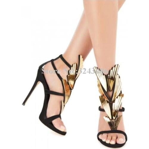 New Angel Wing Women Sandals Shoes Fashion Sexy Stiletto Heel Ankle Buckle High Heel Gladiator Sandals Lady Popular Design Shoes