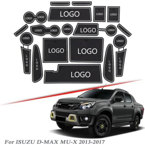 Brand LOGO Car Styling For ISUZU D-MAX MU-X 2013-2017 Gate slot pad Interior Door Groove Mat Non-slip dust Interior Accessory