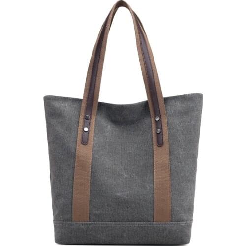 European and American fashion womens bag, Simple Large capacity casual Canvas Shoulder bag, commuter bag