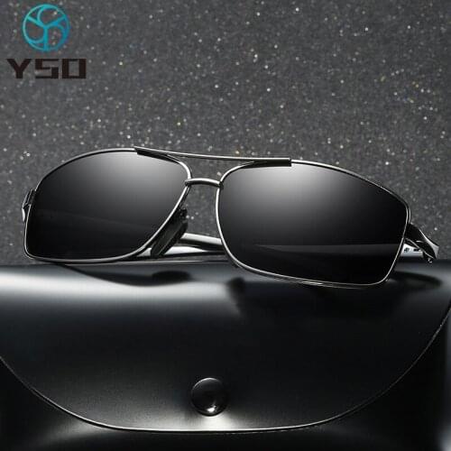 YSO New Brand Men Sunglasses Aluminium Frame Polarized UV Protection Men Glasses For Car Driving Black Male Goggles 2458