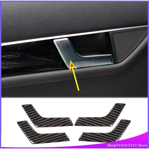 For Mercedes-Benz C-Class 2005-2012 Inner Handle Stickers Real Carbon Fiber (Soft) Car Interior Modification Parts