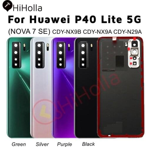 NEW For Huawei P40 Lite 5G Back Battery Cover Glass Panel Rear Housing Door Case+Camera Lens Replace For Huawei P40 Lite 5G