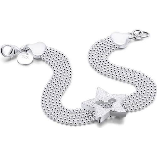 Newest Fashion 925 Silver Beads Chain Star Bracelets for Women Multilayer Beaded Charm Female Jewelry Party Accessories Gift