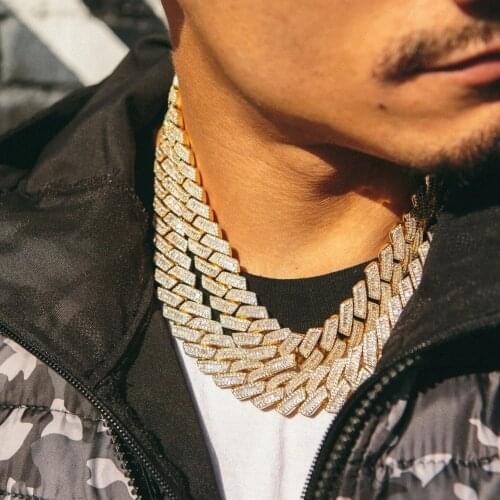 2021 Iced Out sparking bling Cubic Zirconia square cz paved hip hop Miami Cuban Chain Heavy charm Necklace for women men jewelry