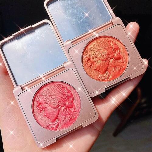 2 Color Blush Pallete Pink Orange Pigment Embossed Rouge Face Cheek Dyed Tint Makeup Blusher Natural Long Lasting Cosmetic TSLM1