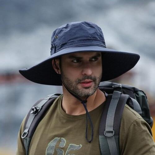 Solid color sun hats for men Outdoor Fishing cap Wide Brim Anti-UV beach caps women Bucket hat Summer Hiking camping bone gorros