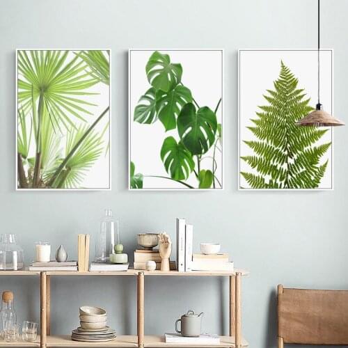 Tropical Plant Poster Prints Minimalist Green Leaf Art Botanical Canvas Painting Wall Picture for Living Room Home Decor