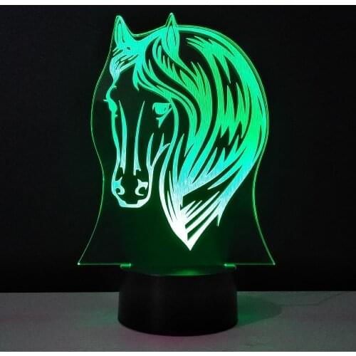Awesome Gift 3d bulbing Horse head LED Table Lamp Furnish Night Light Color Changeable luminaria de mesa de Nightlight Lamparas