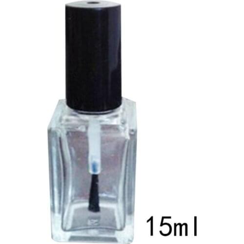 3/5/10/15ml Empty Nail Polish Glass Bottle Clear Portable UV Gel Container Refilled Storage Box Square Round Makeup Tube Brush