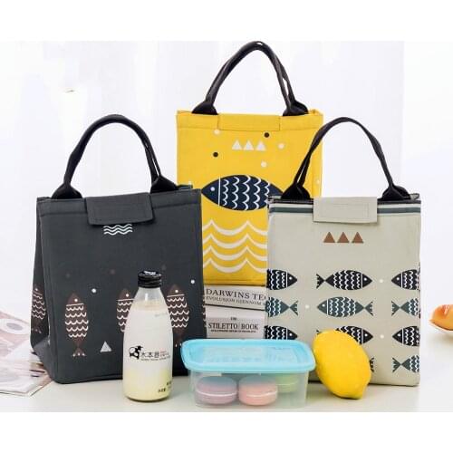 Hot Sales! Waterproof Oxford Tote Lunch Bag Large Capacity Thermal Food Picnic Lunch Bags for Women kid Men Fish Pattern