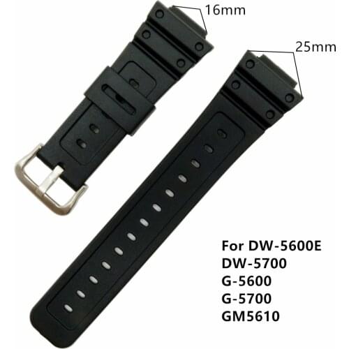 25* 16mm Black PVC Watch BAND Strap Fits DW-5600E DW-5700 G5600 5700 GM-5610 And Tool