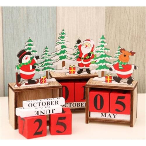 Christmas Decorations Creative Wooden Calendar Set Home Decoration Ornaments Calendar Children DIY Gift