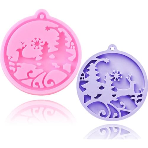 Disney Christmas Tree Snowflake Silicone Chocolate Molds Deer Keychain Resin Epoxy Mold DIY Charms Necklace Jewelry Making Mould