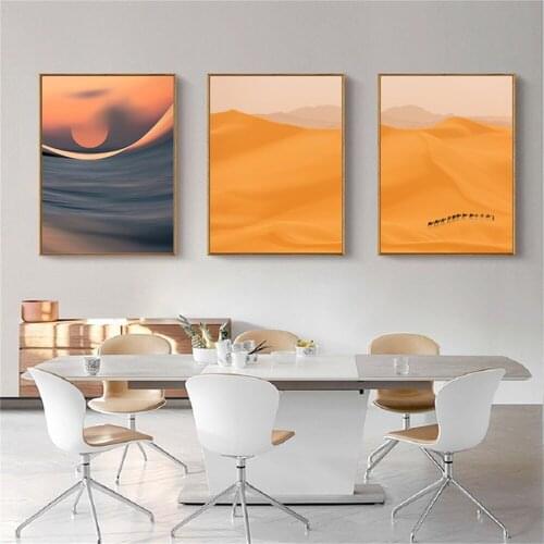 Modern African Desert Dusk Landscape Poster Scandinavian Abstract Creative Geometry Living Room Decoration Restaurant Hanging