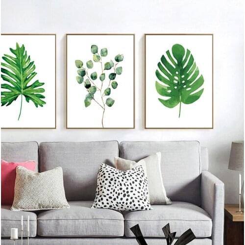 Tropical Banana Leaf Canvas Painting Green Plants Nordic Style Kids Room Decor Posters and Prints Wall Picture for Living Room