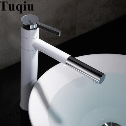 Vidric Basin Mixer Tap 360 Degree Rotate Type Basin Faucet White/Black and Silver chrome Finish Bathroom Faucets Single Hand Bat
