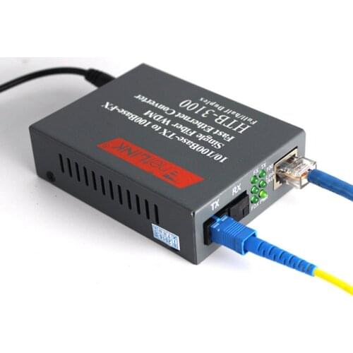 Fiber Optical Media Converter 10/100Mbps Single Mode Single Fiber SC Port External Power Supply Fiber Media Converter