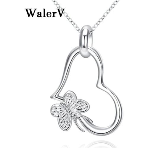 WalerV sterling High quality fashion Charm Heart Shape Pendant necklace Romantic Jewelry for Women Girl Set Gifts