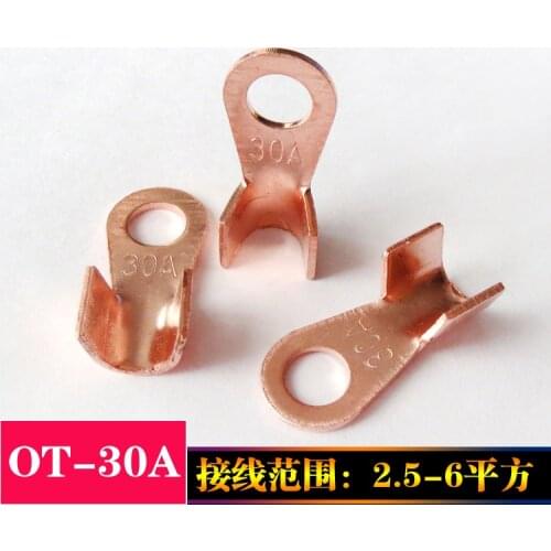 YM015 copper cable terminal OT-30A 10pcs/pack international A grade 6mm hole thick 1mm connection range 2.5-6 square