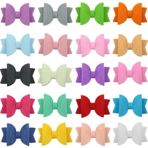20pcs/set Girls Hair Bows Hairpins Barrettes Hairgrip 3 Inch Solid Hairbow Non Woven Warm Bow WITH/WITHOUT Clips New Headwear