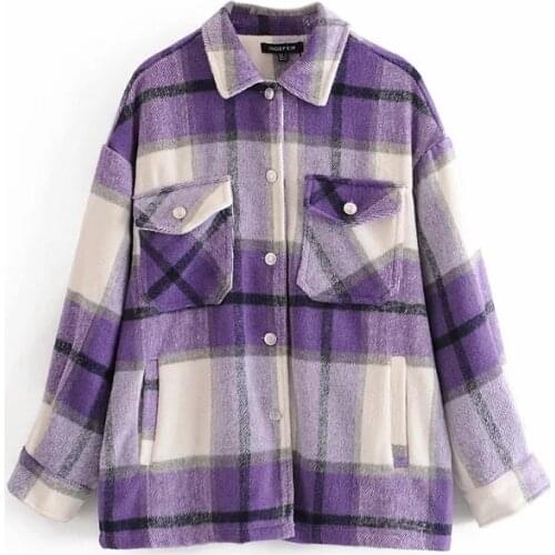Women Plaid Long Coat Jacket Casual High Quality Warm Overcoat Fashion