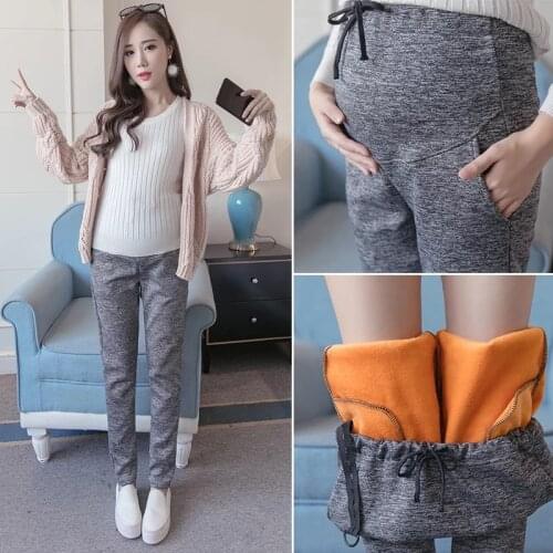 Winter Maternity Leggings Warm Trousers Plus Velvet Clothes Pregnancy Pants For Pregnant Women Thickened Leggings Clothing Pants