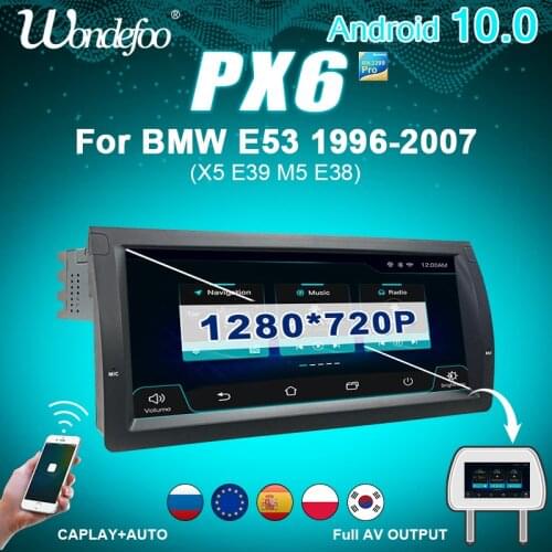 10.2" autoradio PX6 1 din Android 10 Car RADIO For BMW X5 E53 E39 car audio stereo navigation screen no 2 DIN 2DIN dvd player