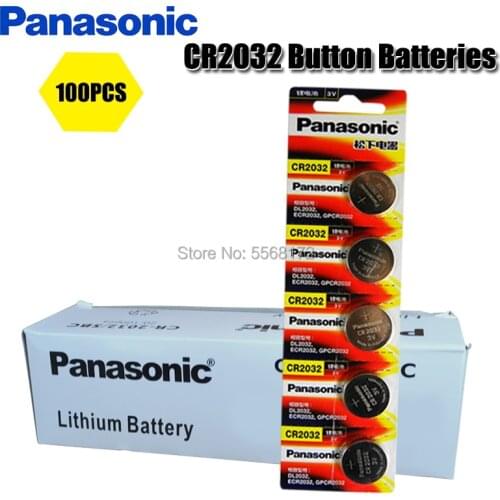 100pcs Panasonic cr2032 cr 2032 3V Lithium Battery For Watch computer Remote Control Calculator button cell coin battery