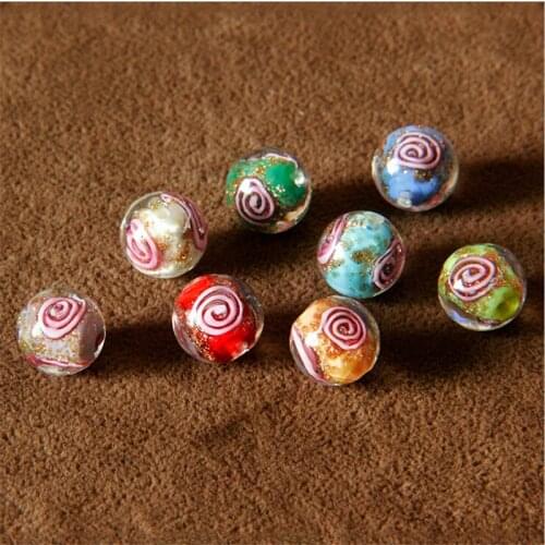 2pcs/lot 12MM Multicolor Flower Lampwork Beads Round Loose Beads Fit DIY Bracelets Necklace Handmade Jewelry Making Accessories