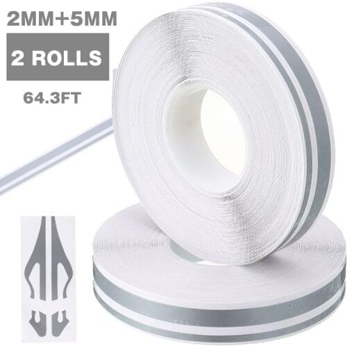 2pcs Car Styling Gray Pin Striping Stripe Vinyl Tape Sticker Double Line Tape Car Motorcycle Body Decal Sticker