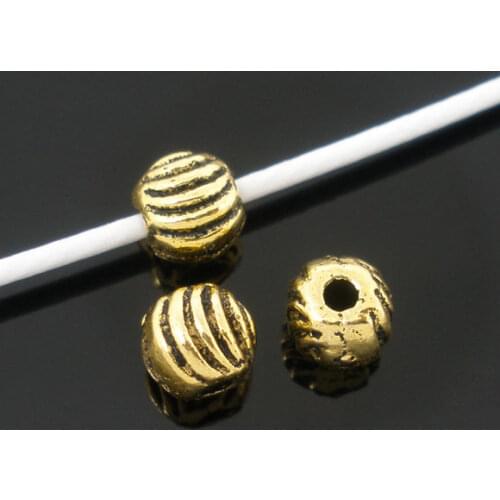 200 golden tone Tiny Stripe Spacers Beads 5mm Findings (B05431)