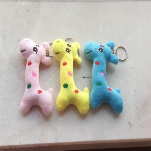3Colors , little giraffe Plush Stuffed TOY ; Animal DOLL ; 7cm Figure toy Keychain gifts