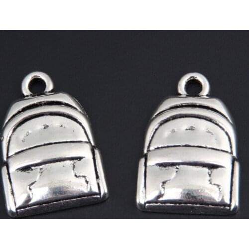 30pcs Silver Color 20x14mm School Bag Charms Backpack Pendant Fit DIY Jewelry Making Handcrafted Accessories